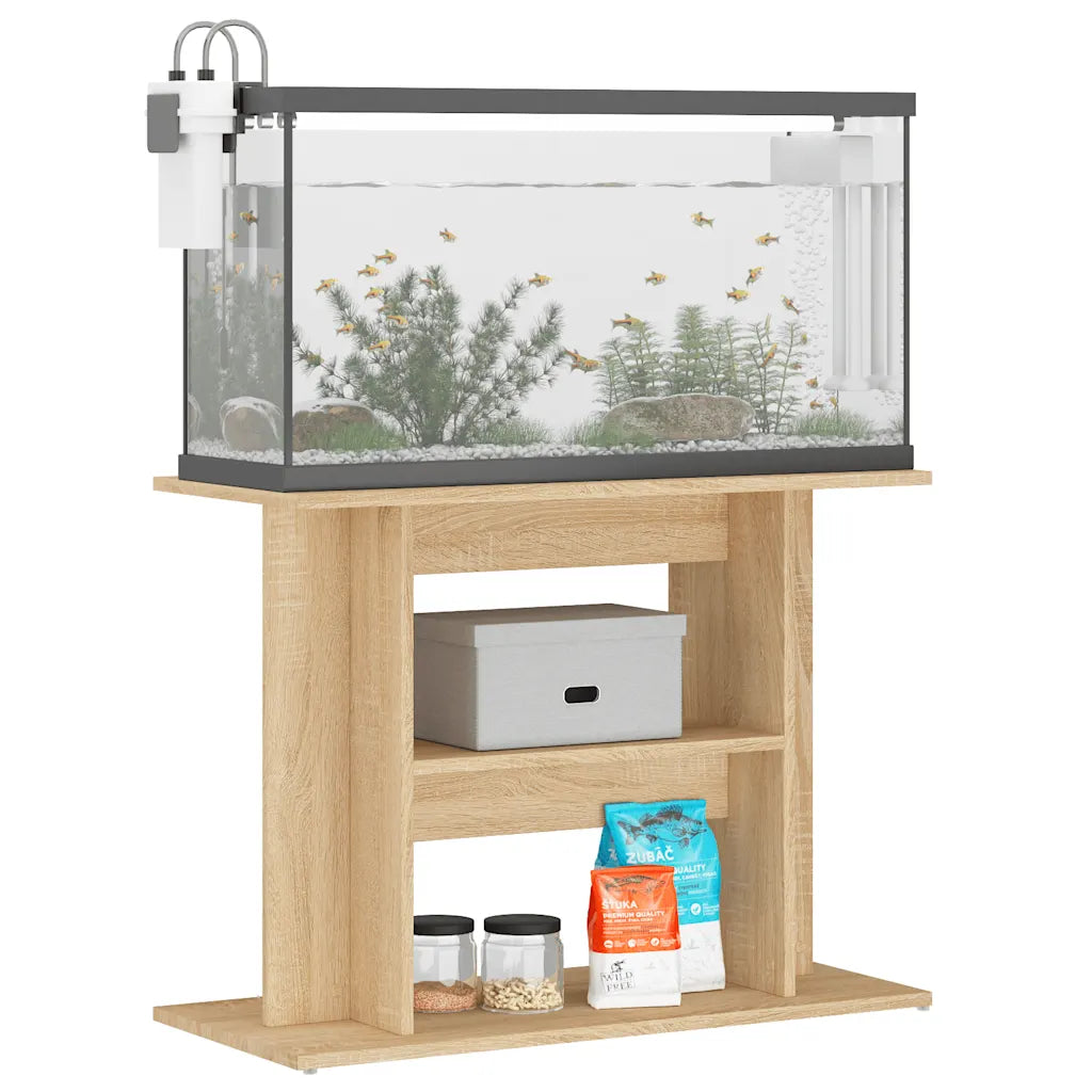 Supporto per acquario 80x35x60 cm in legno multistrato con 3 ripiani