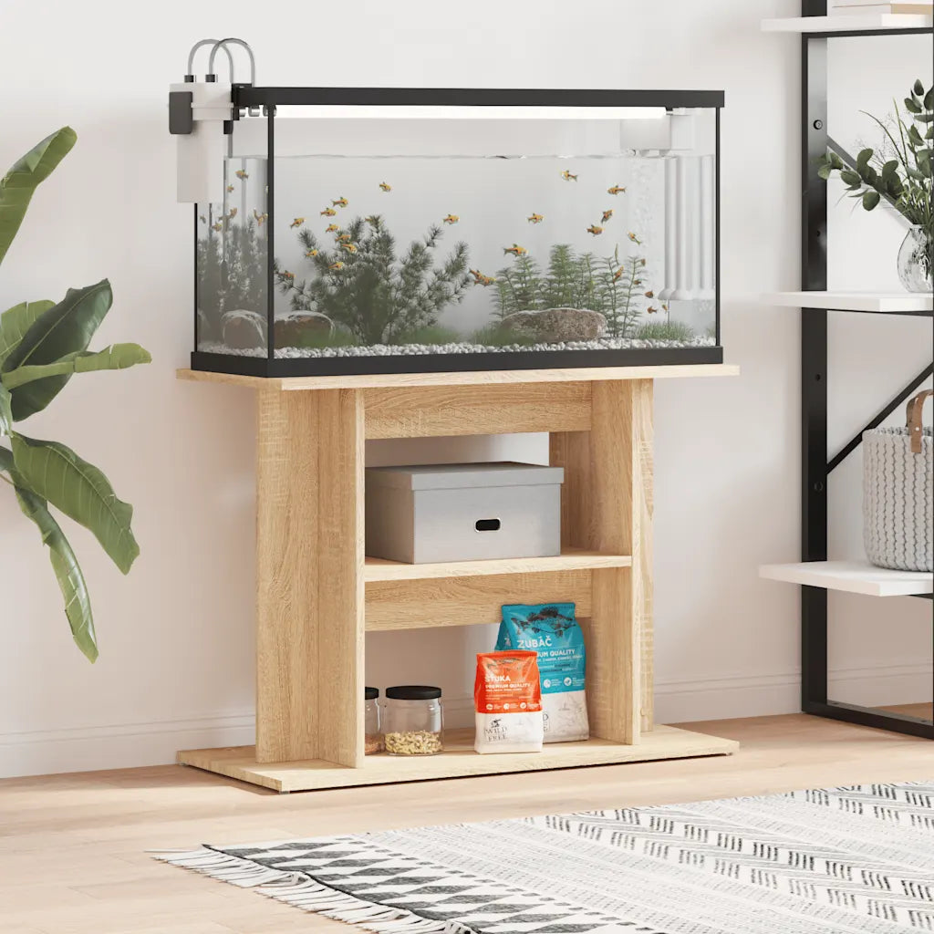Supporto per acquario 80x35x60 cm in legno multistrato con 3 ripiani