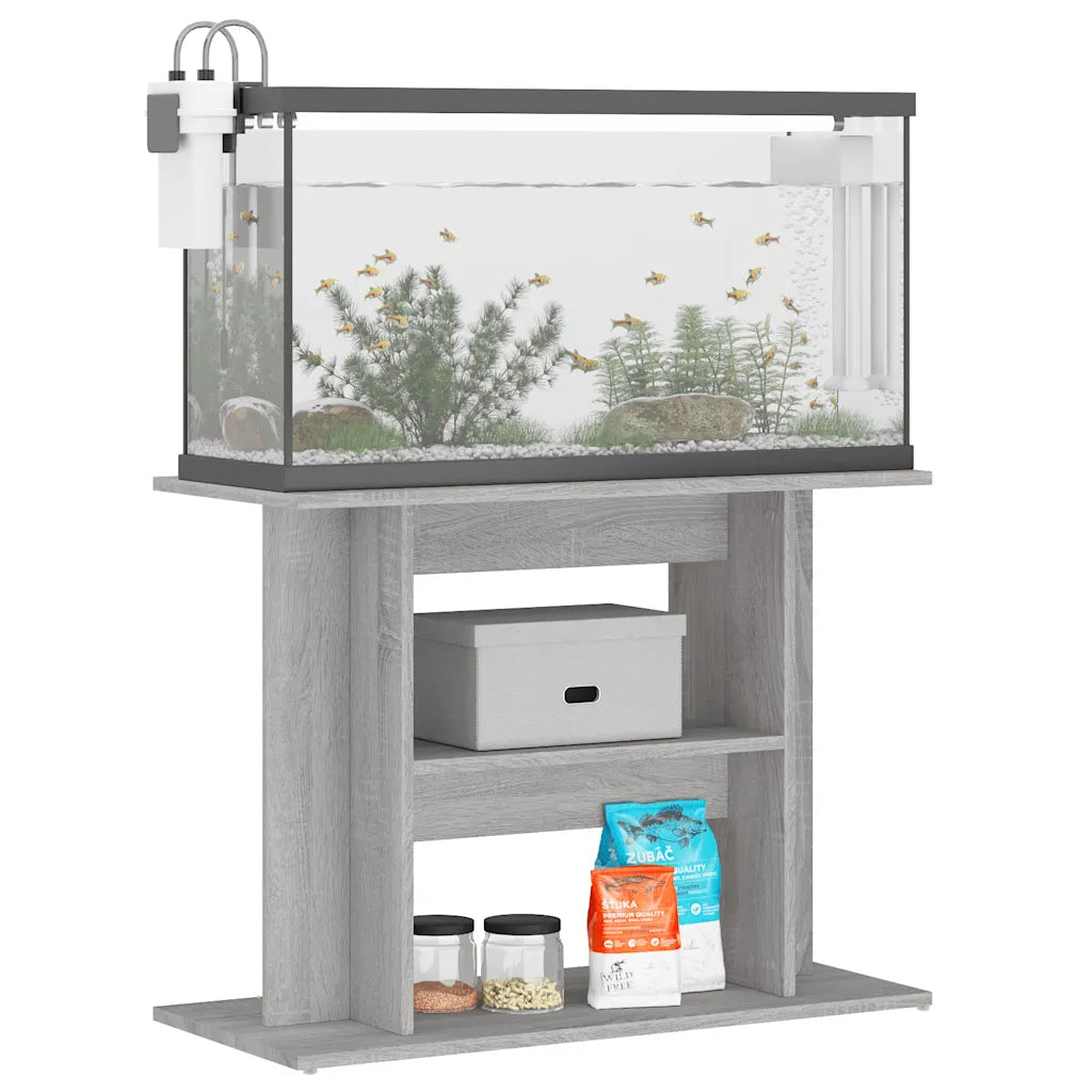 Supporto per acquario 80x35x60 cm in legno multistrato con 3 ripiani