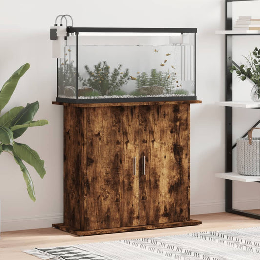 Supporto Acquario 81x36x73 cm in Legno Multistrato Rovere Fumo