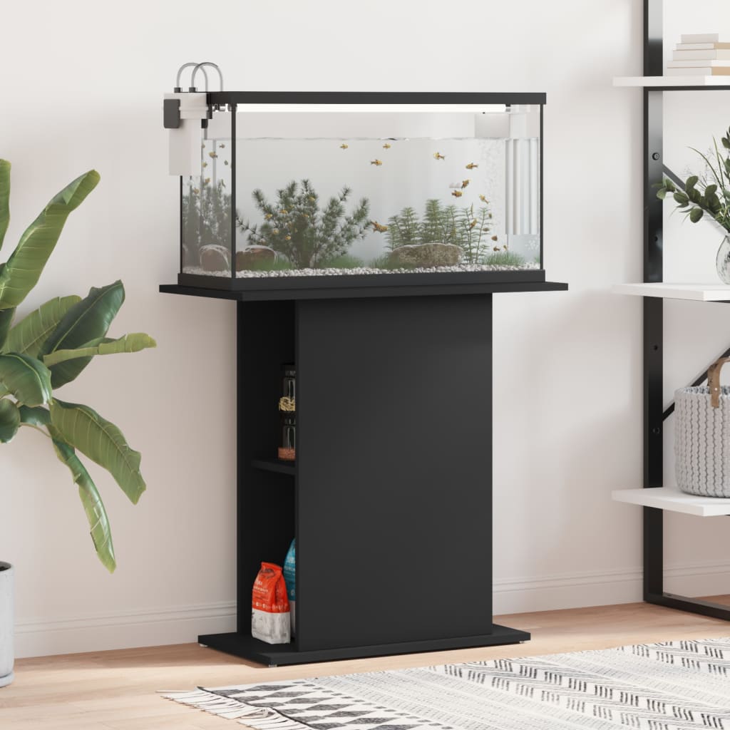 Supporto per Acquario Nero 75x36x72,5 cm in Legno Multistrato