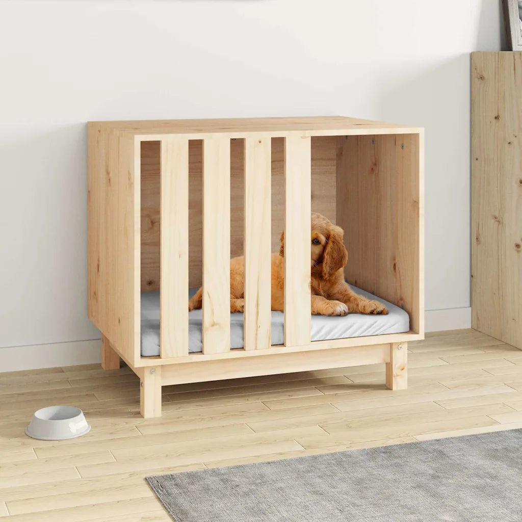 Casetta per cani 70x50x62 cm in legno massello di pino