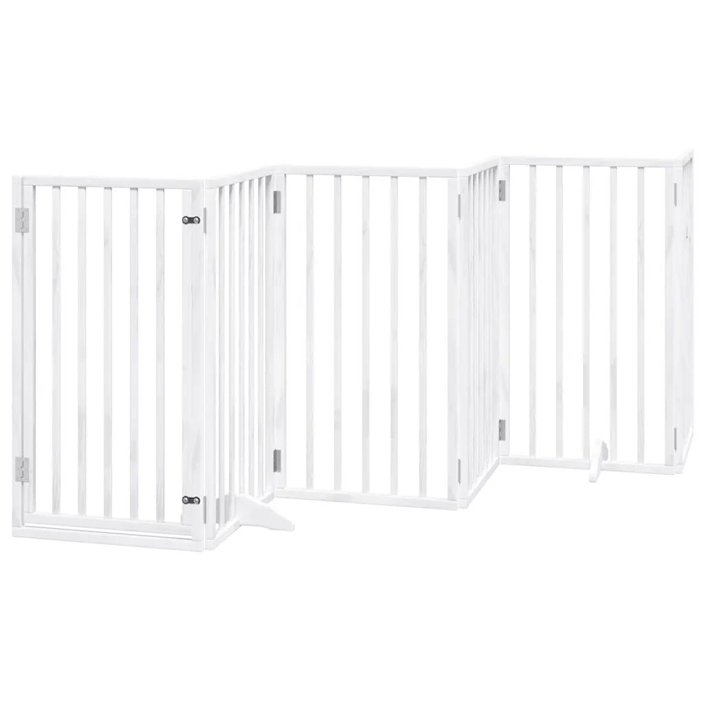 Cancelletto per cani 6 pannelli con porta pieghevole 300 cm legno di pioppo