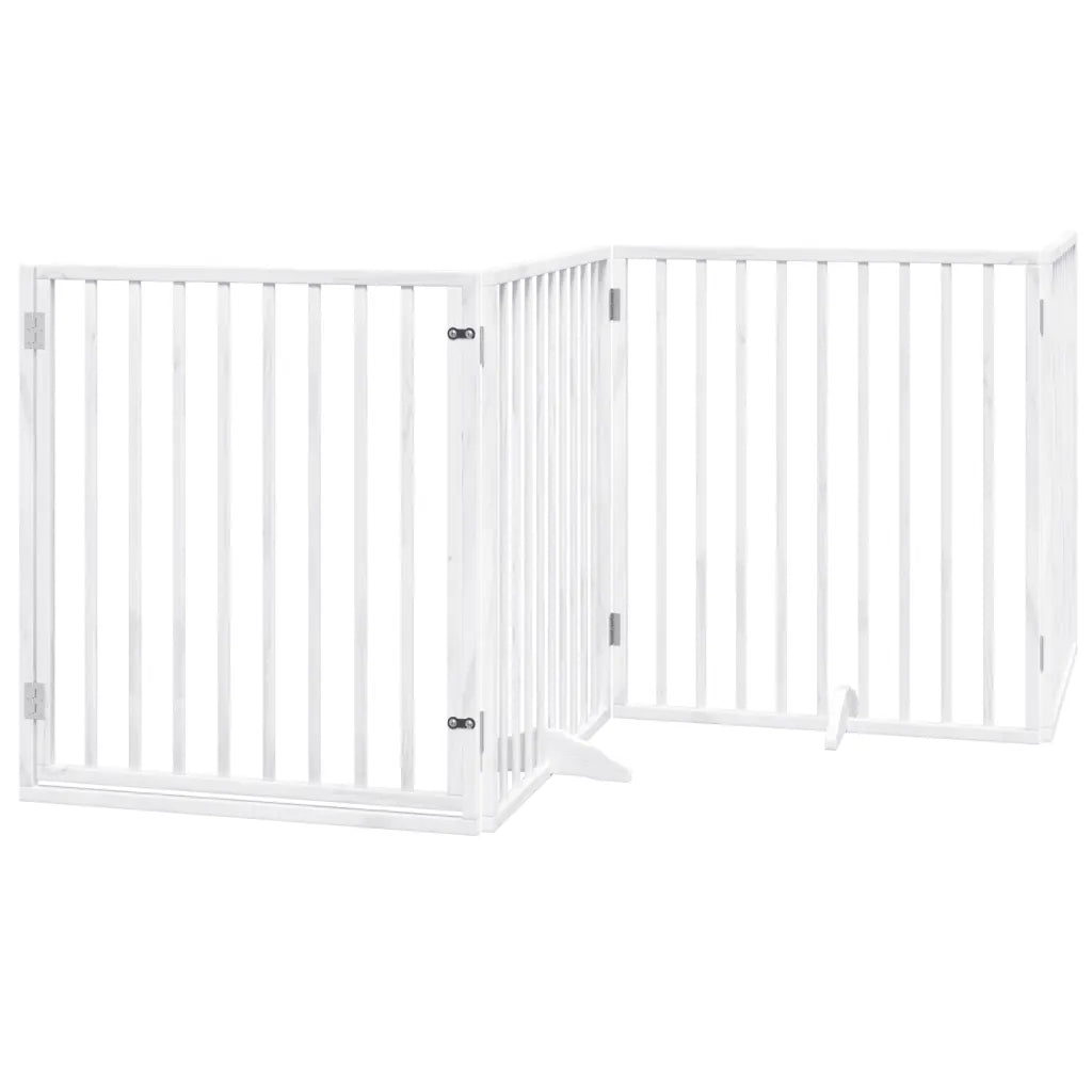 Cancelletto per cani 4 pannelli con porta pieghevole 320 cm legno di pioppo