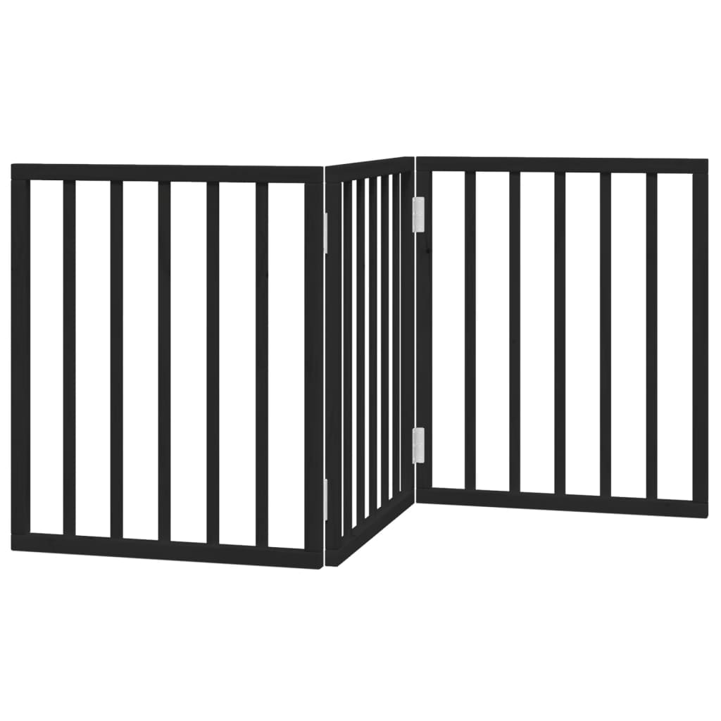 Cancello per Cani Pieghevole 3 Pannelli Nero 150cm Legno Pioppo