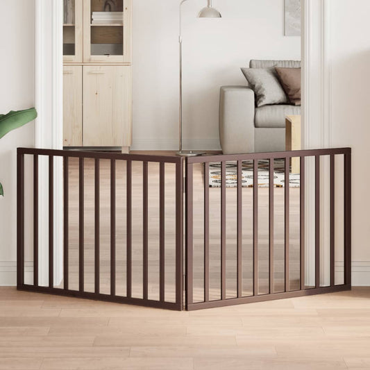Cancello Cani Pieghevole 2 Pannelli Marrone 160cm Legno Pioppo
