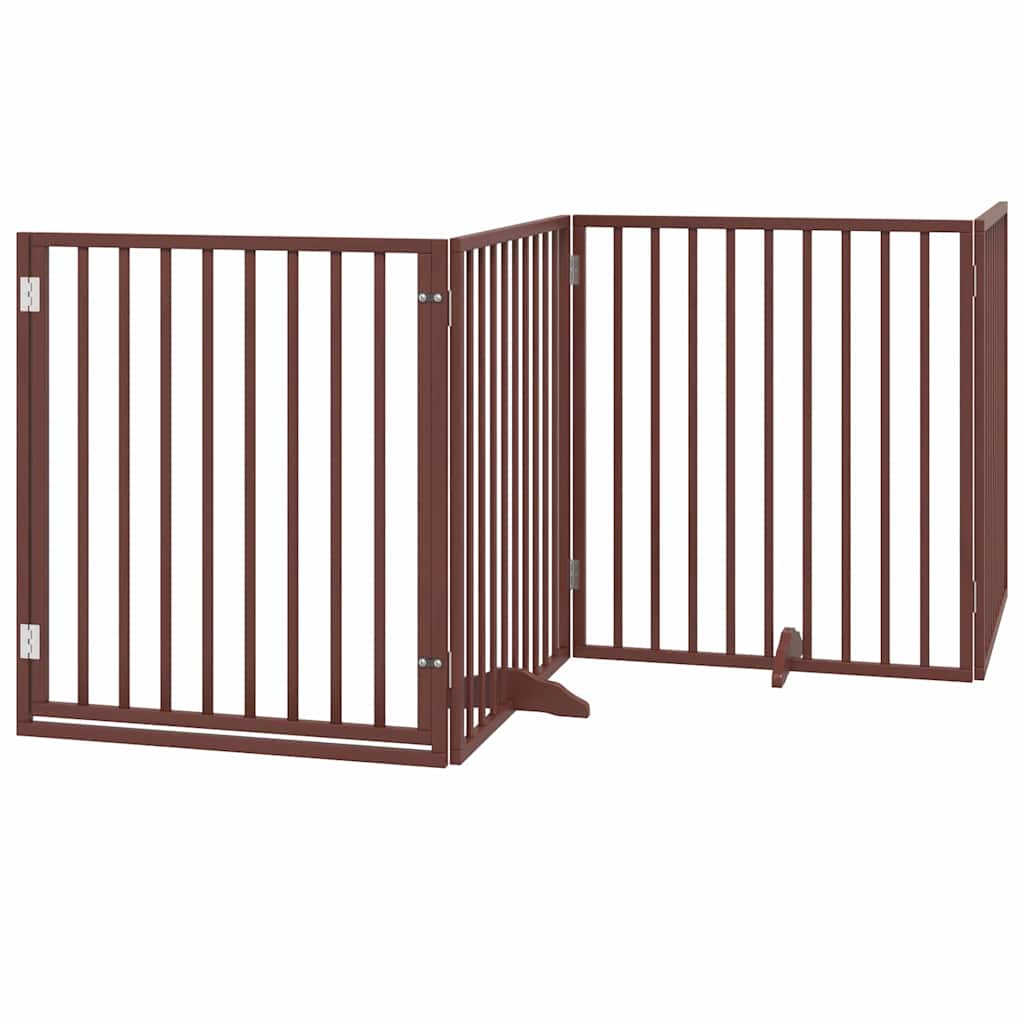 Cancelletto per cani con porta pieghevole 4 pannelli 320 cm in legno di pioppo