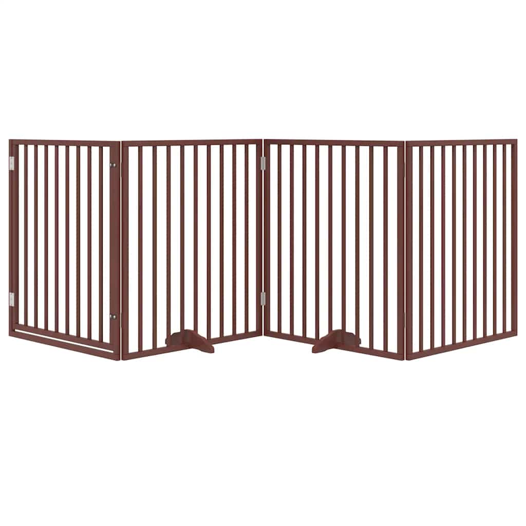 Cancelletto per cani con porta pieghevole 4 pannelli 320 cm in legno di pioppo