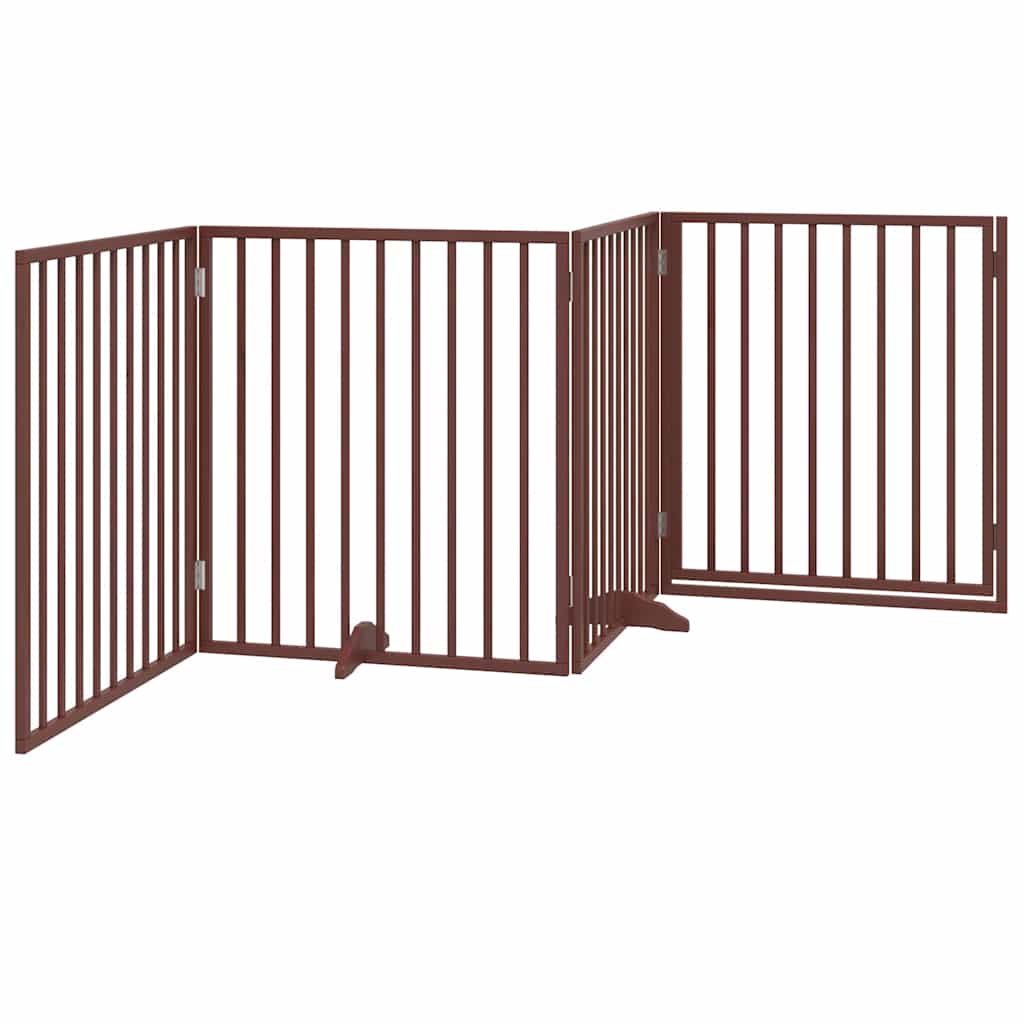 Cancelletto per cani con porta pieghevole 4 pannelli 320 cm in legno di pioppo