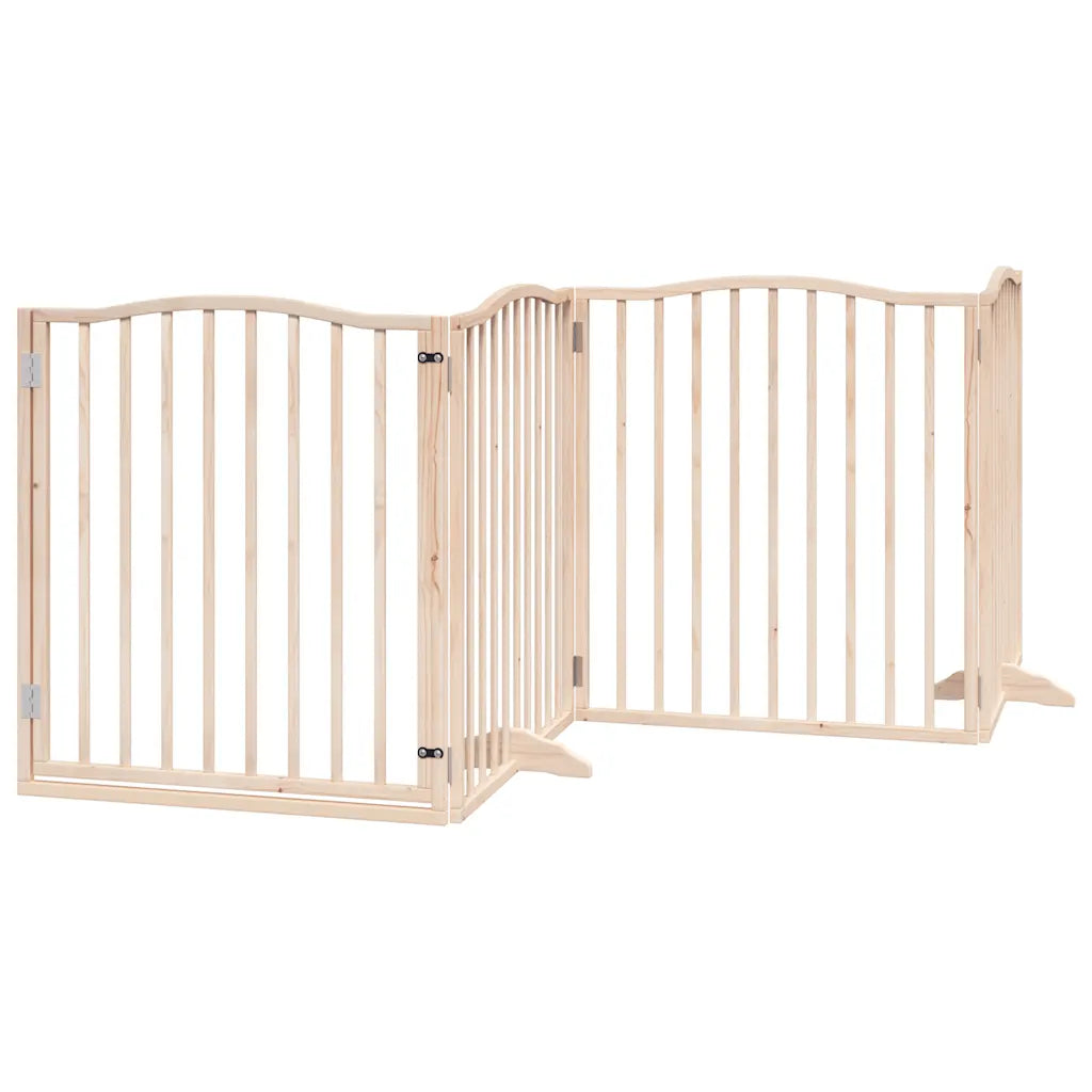Cancelletto per cani 4 pannelli con porta pieghevole 320 cm legno di pioppo