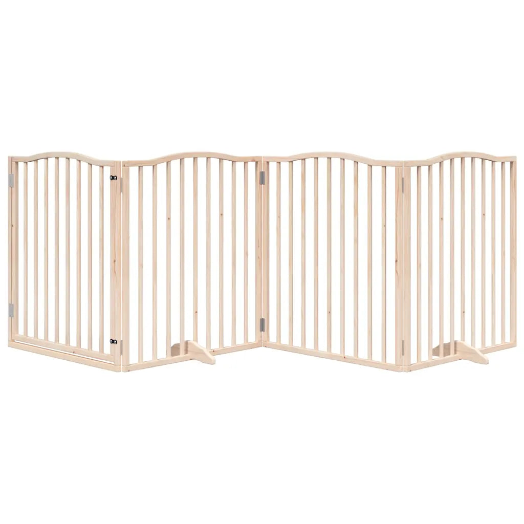 Cancelletto per cani 4 pannelli con porta pieghevole 320 cm legno di pioppo