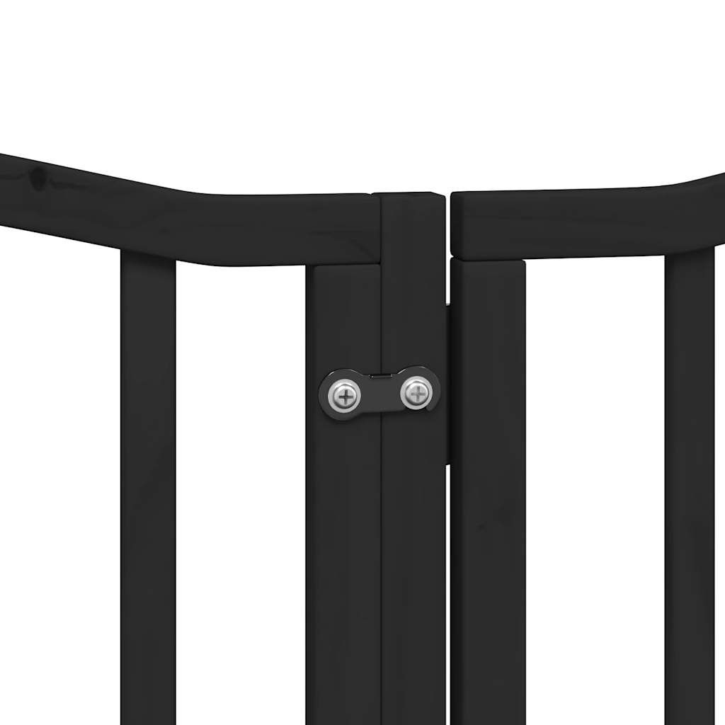Cancello per Cani Porta Pieghevole Nero 6 Pannelli 300cm Pioppo