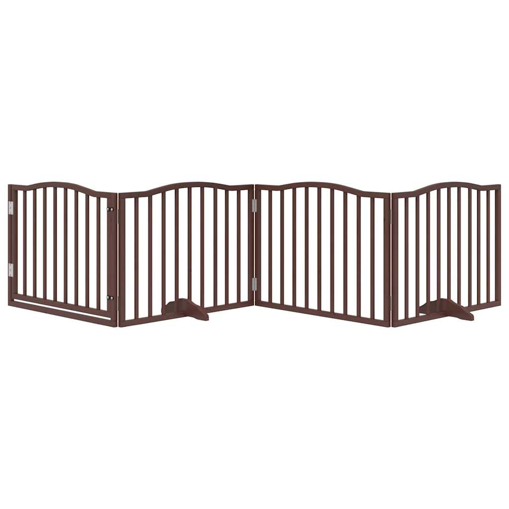 Cancello Cani Porta Pieghevole Marrone 4 Pannelli 320cm Pioppo
