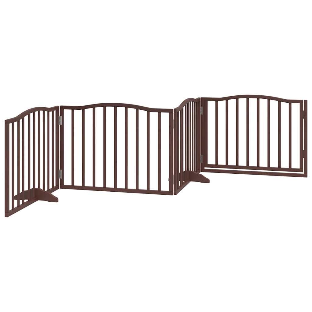 Cancello Cani Porta Pieghevole Marrone 4 Pannelli 320cm Pioppo