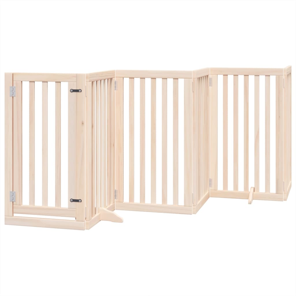 Cancelletto per cani con porta pieghevole 6 pannelli 300 cm in legno di pioppo