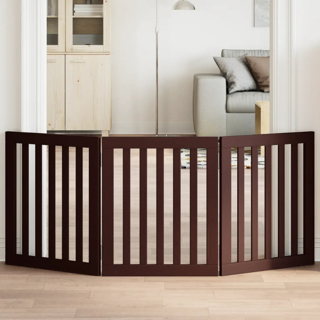 Cancello per cani pieghevole 3 pannelli 150x60 cm legno massello abete