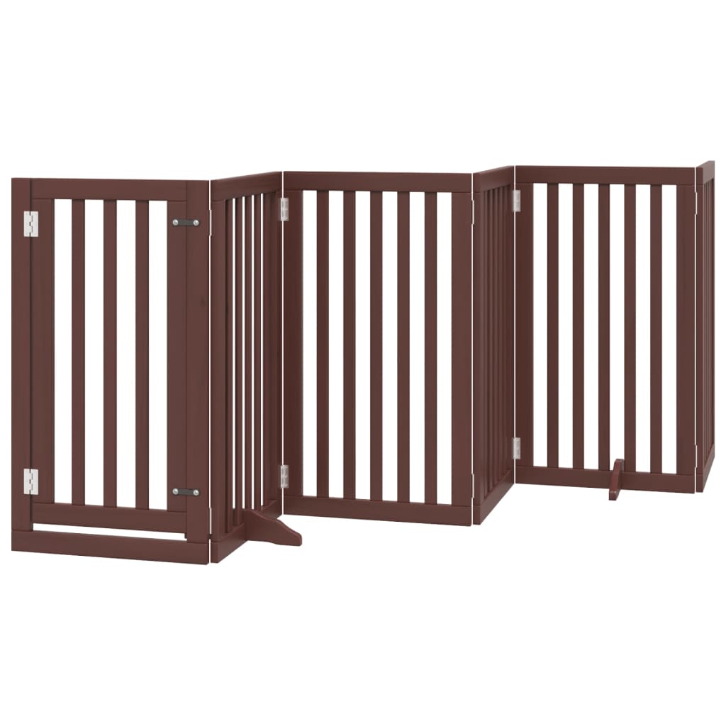 Cancello Cani Porta Pieghevole Marrone 6 Pannelli 300cm Pioppo
