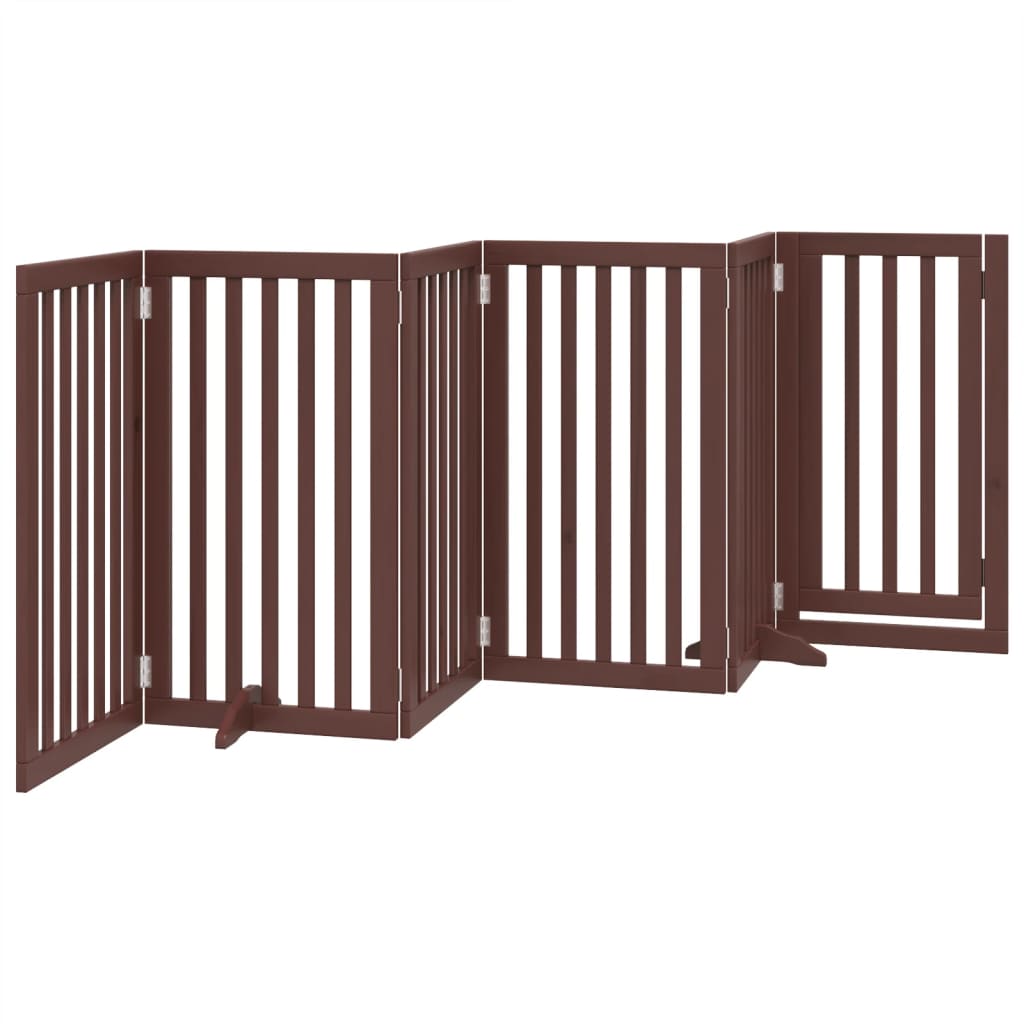 Cancello Cani Porta Pieghevole Marrone 6 Pannelli 300cm Pioppo