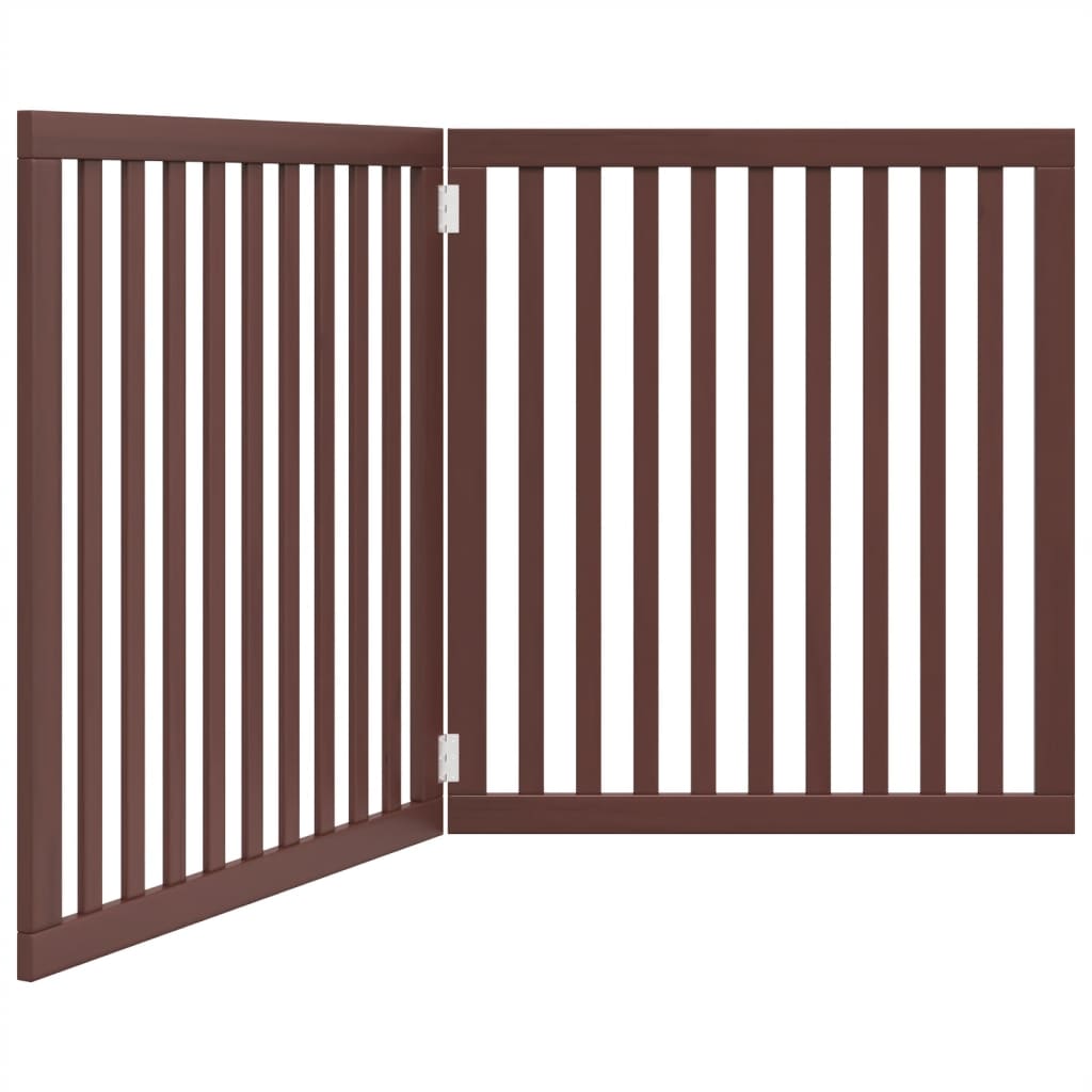 Cancello Cani Pieghevole 2 Pannelli Marrone 160cm Legno Pioppo