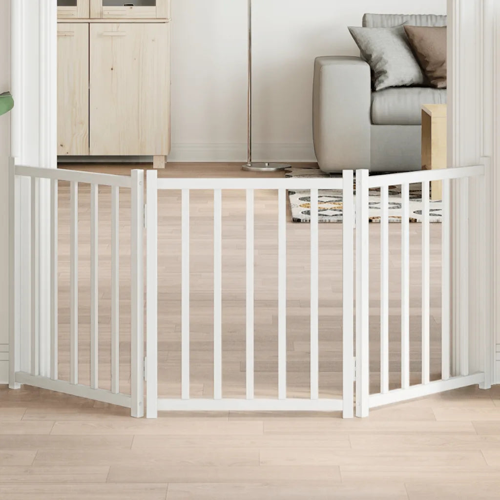 Cancello per cani pieghevole 3 pannelli 150x60 cm legno massello abete