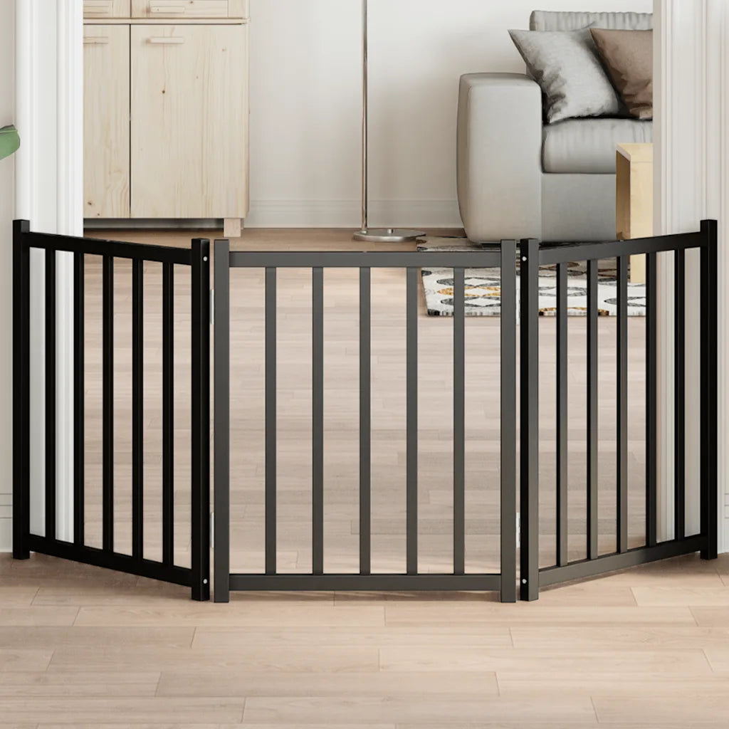 Cancello per cani pieghevole 3 pannelli 150x60 cm legno massello abete