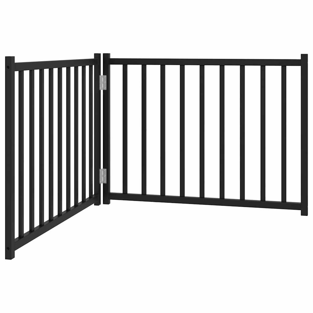 Cancello Cani Pieghevole 2 Pannelli Nero 160 cm Massello Abete