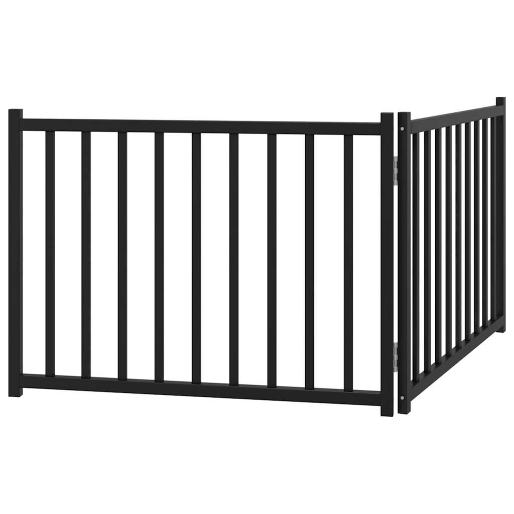 Cancello Cani Pieghevole 2 Pannelli Nero 160 cm Massello Abete