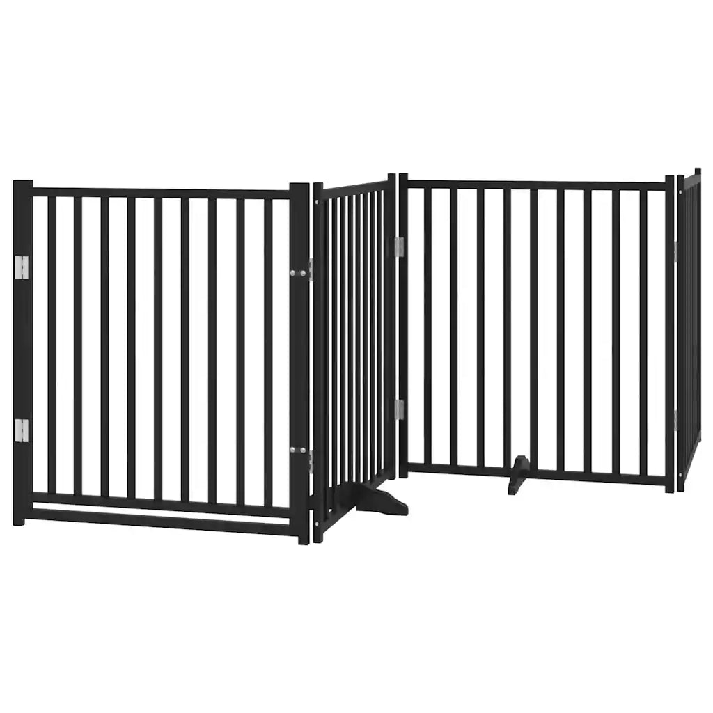 Cancelletto per cani 4 pannelli con porta pieghevole 320 cm legno di pioppo