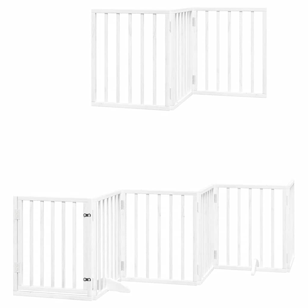 Cancello Cani Porta Pieghevole Bianco 9 Pannelli 450 cm Pioppo