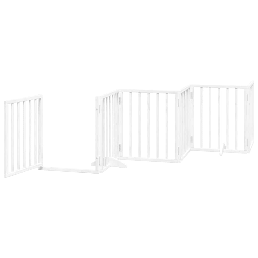 Cancello Cani Porta Pieghevole Bianco 9 Pannelli 450 cm Pioppo