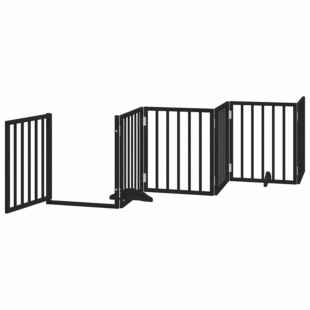 Cancello per Cani Porta Pieghevole Nero 9 Pannelli 450cm Pioppo