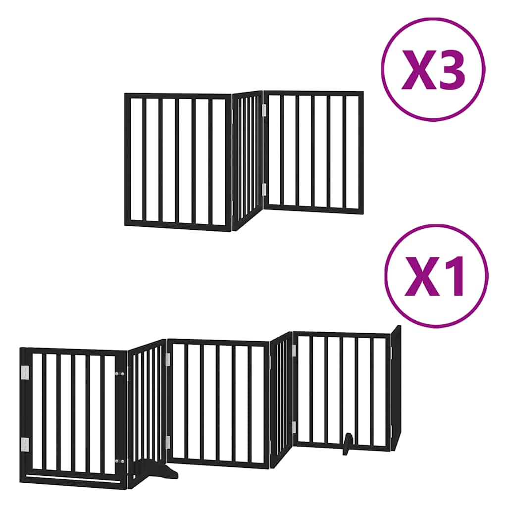 Cancello Cani Porta Pieghevole Nero 15 Pannelli 750 cm Pioppo