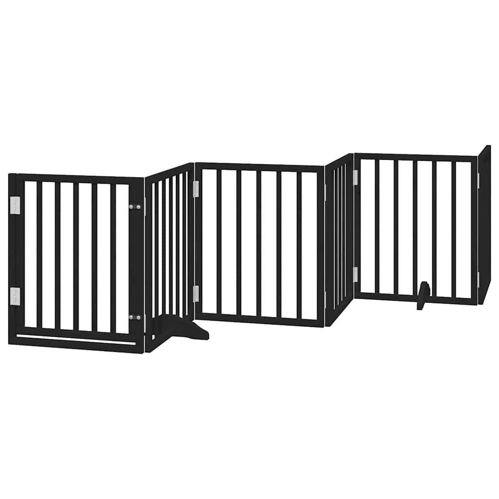 Cancello Cani Porta Pieghevole Nero 15 Pannelli 750 cm Pioppo
