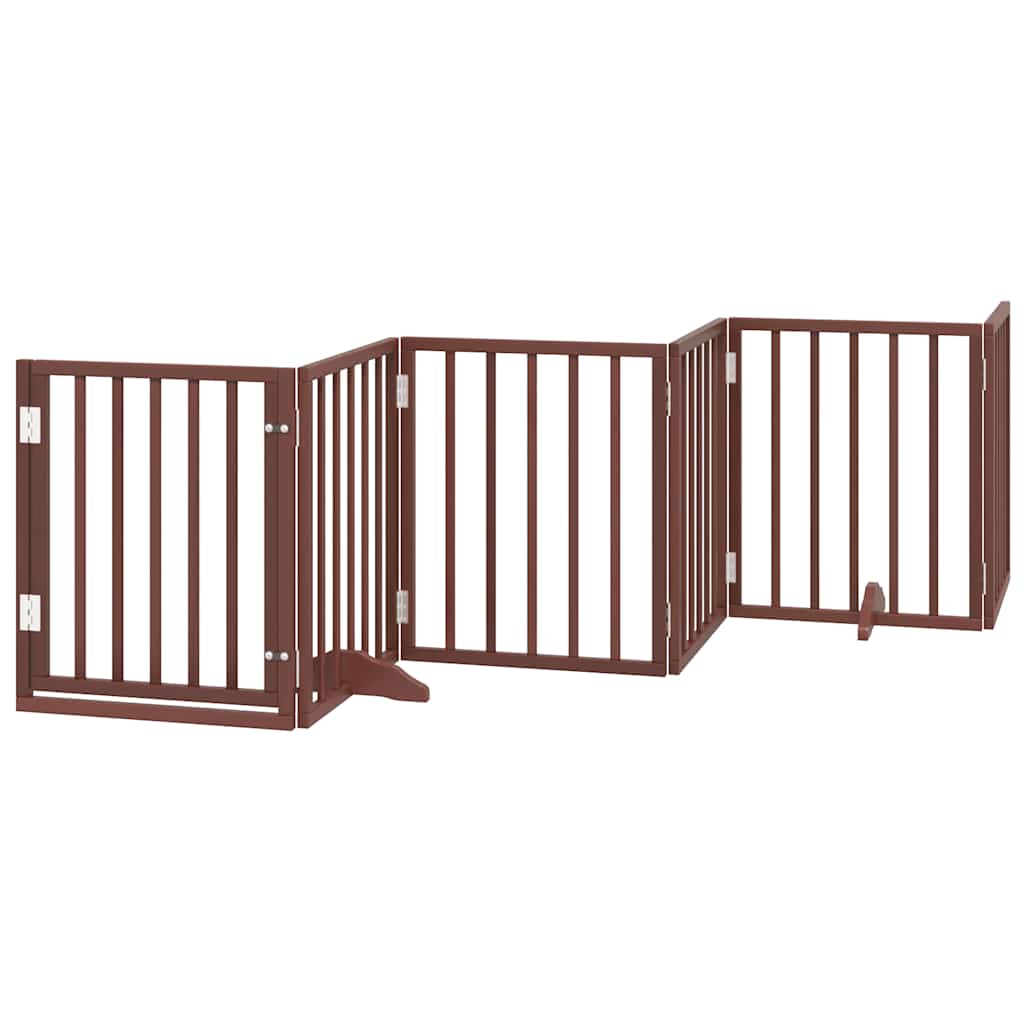 Cancello Cani Porta Pieghevole Marrone 9 Pannelli 450cm Pioppo