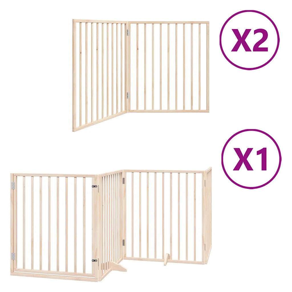 Cancello per cani pieghevole 4 pannelli 320 cm legno massello abete
