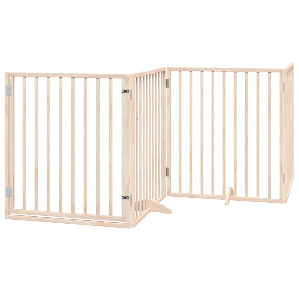 Cancello per cani pieghevole 4 pannelli 320 cm legno massello abete
