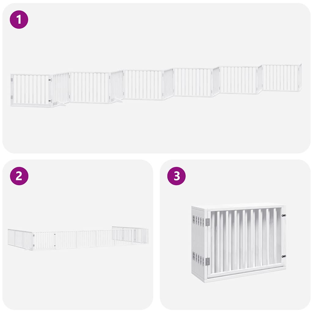 Cancello Cani Porta Pieghevole Bianco 12 Pannelli 960 cm Pioppo
