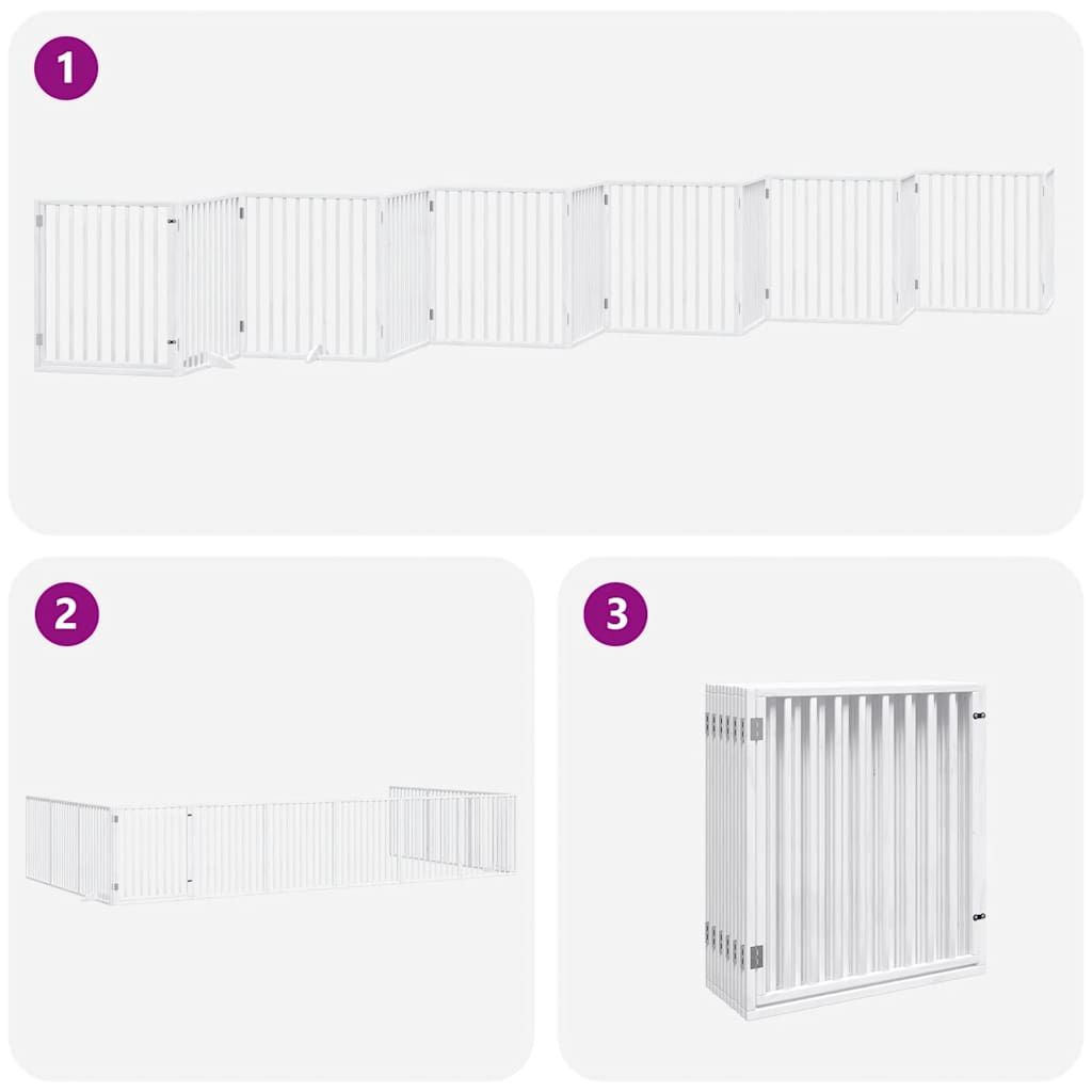 Cancello Cani Porta Pieghevole Bianco 12 Pannelli 960 cm Pioppo
