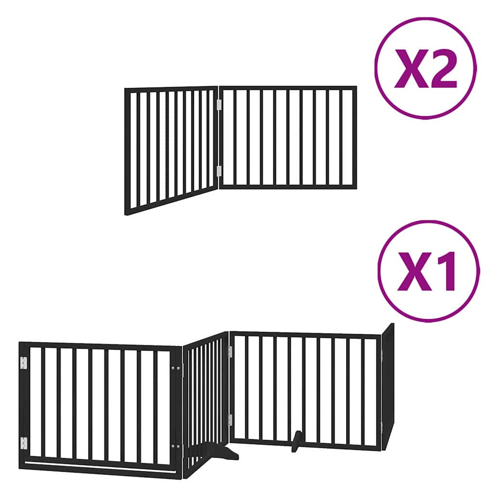 Cancello Cani Porta Pieghevole Nero 8 Pannelli 640 cm Pioppo