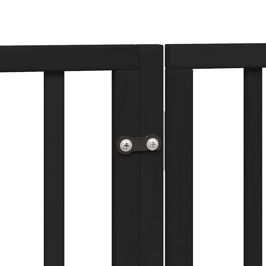 Cancello Cani Porta Pieghevole Nero 8 Pannelli 640 cm Pioppo
