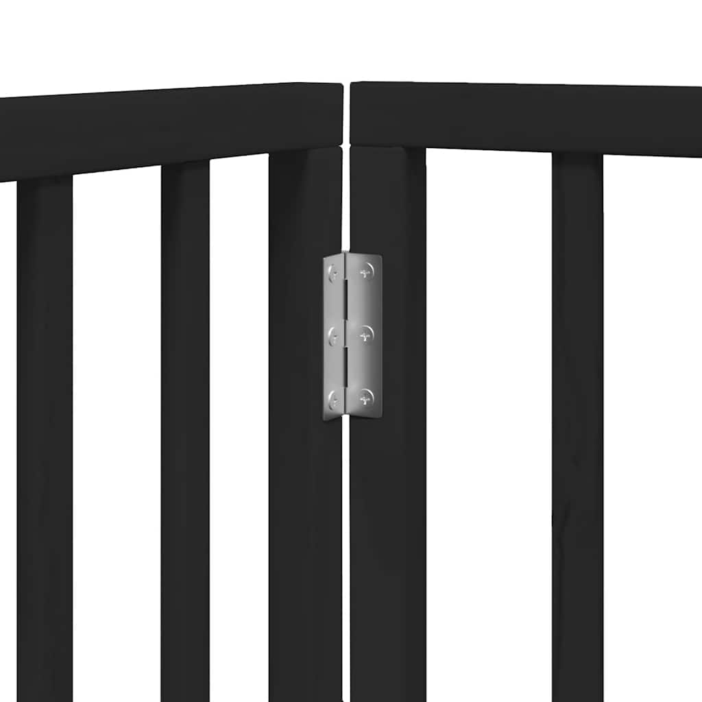 Cancello Cani Porta Pieghevole Nero 8 Pannelli 640 cm Pioppo