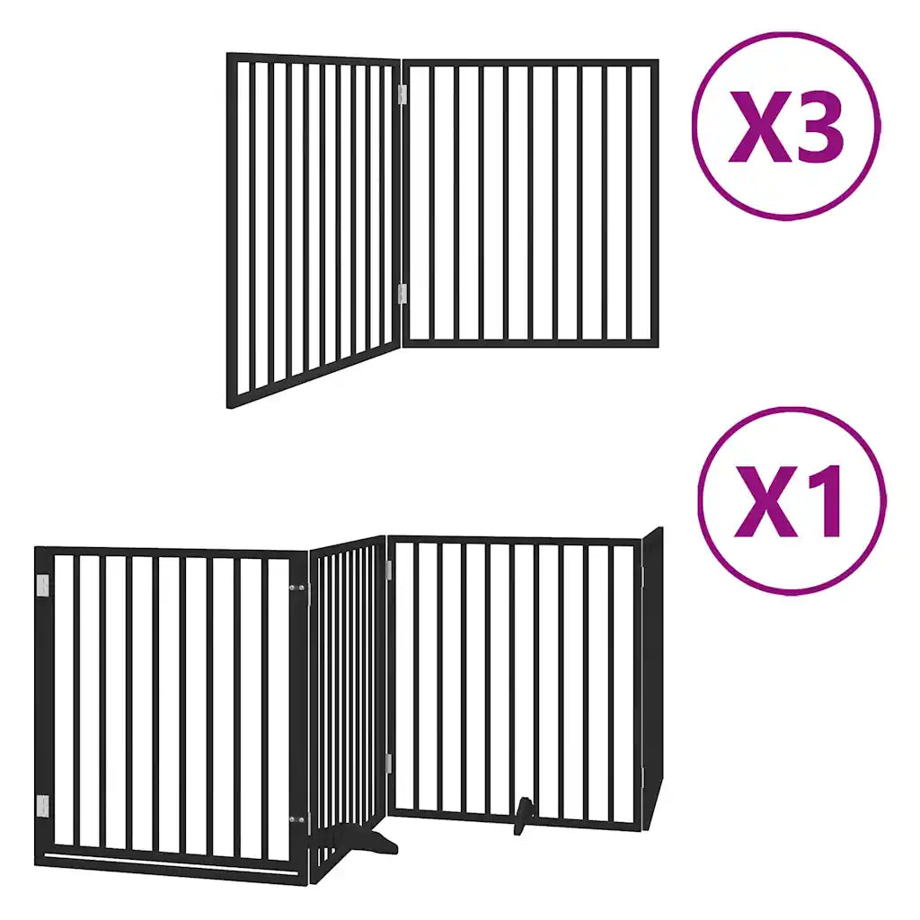Cancello per cani pieghevole 12 pannelli, altezza 90 cm, legno di pioppo