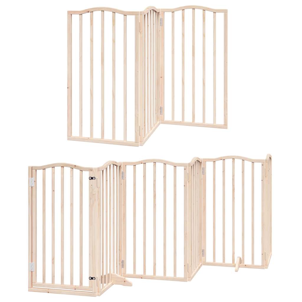 Cancello per Cani con Porta Pieghevole 9 Pannelli 450 cm Pioppo