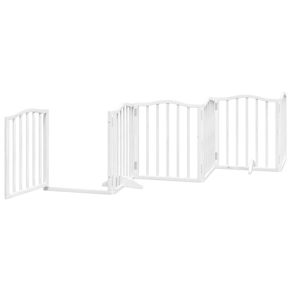 Cancello Cani Porta Pieghevole Bianco 9 Pannelli 450 cm Pioppo