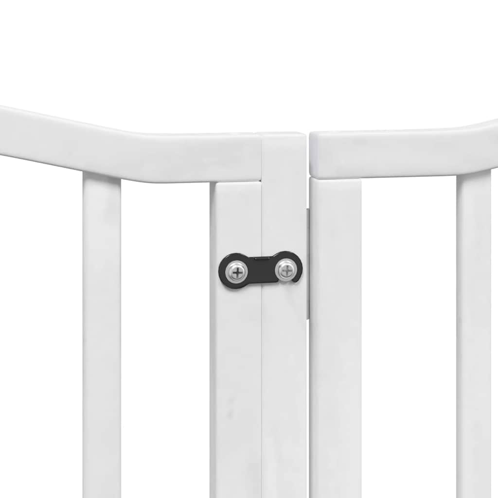 Cancello Cani Porta Pieghevole Bianco 9 Pannelli 450 cm Pioppo