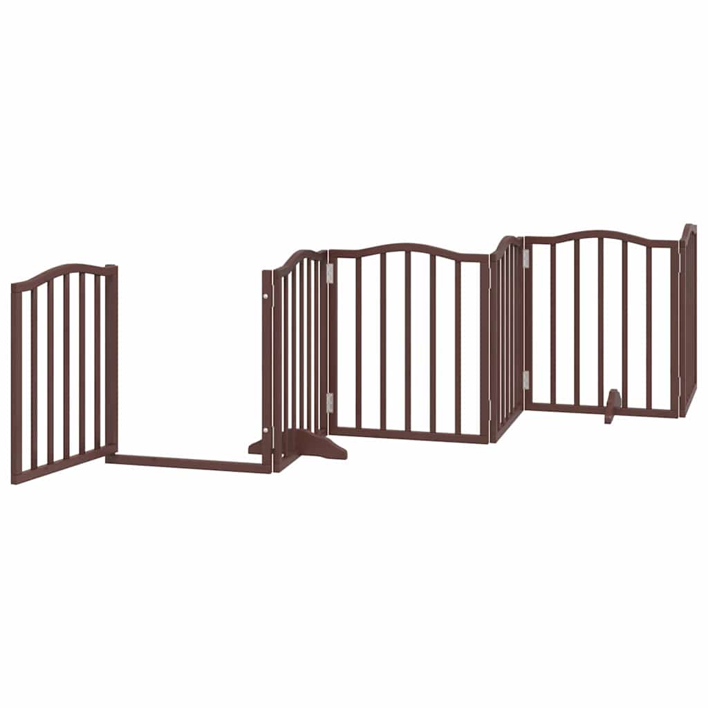 Cancello Cani Porta Pieghevole Marrone 9 Pannelli 450cm Pioppo