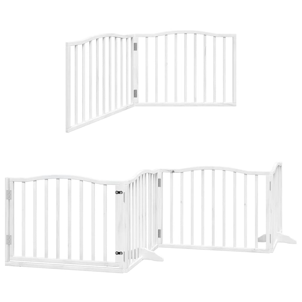 Cancello Cani Porta Pieghevole Bianco 12 Pannelli 640 cm Pioppo