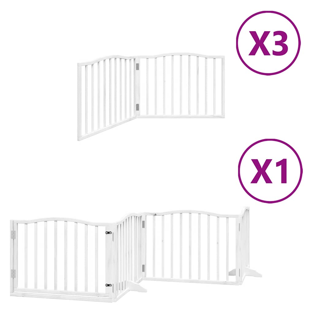 Cancello Cani Porta Pieghevole Bianco 10 Pannelli 800 cm Pioppo