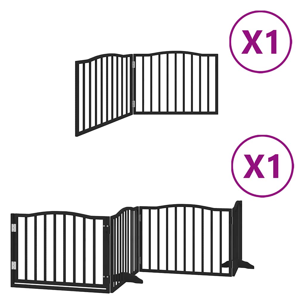 Cancello per Cani Porta Pieghevole Nero 6 Pannelli 480cm Pioppo