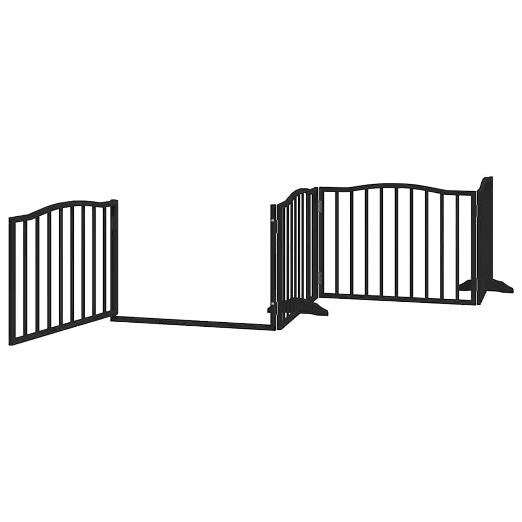 Cancello per Cani Porta Pieghevole Nero 6 Pannelli 480cm Pioppo